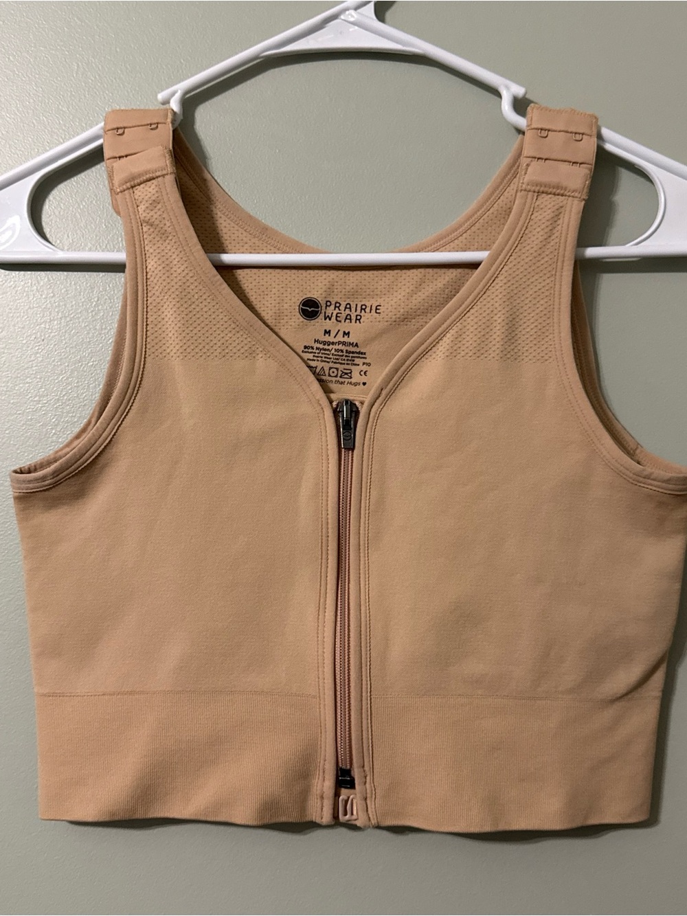 Prairie  Wear HuggerPRIMA Post-Surgical Compression Bra - Wheat Beige, Size M/M